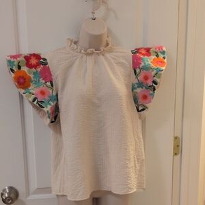 THML Dramatic Embroidered Sleeve Blouse